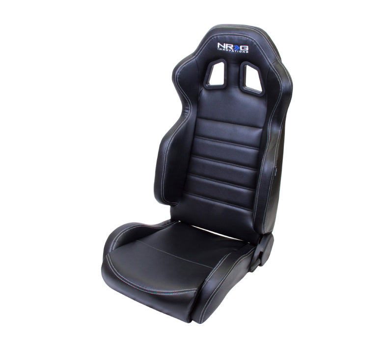 HQ-PARTS Pair Black PVC Leather Adjustable Racing Seats – Universal Fit With Sliders